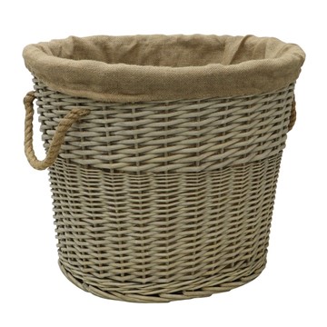 Picture of Oval  Antique Wash Lined Log Basket