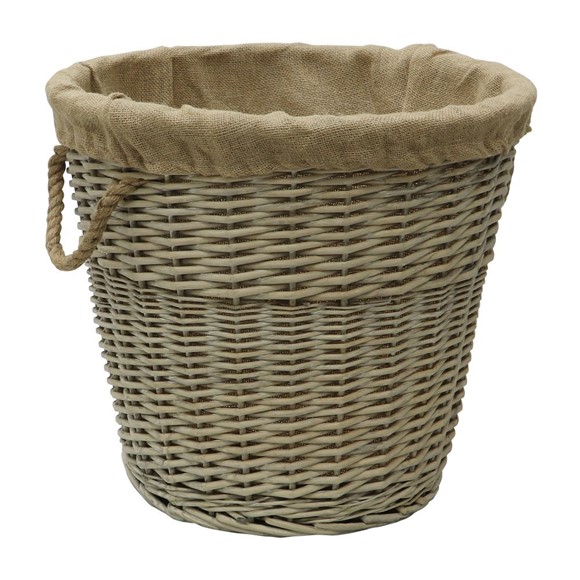 Picture of Round Antique Wash Lined Log Basket
