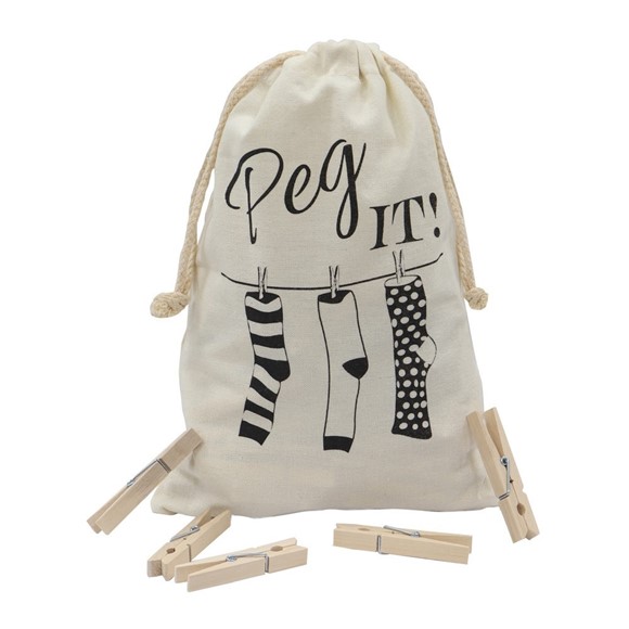 Picture of 100 Wooden Pegs with Cotton Bag