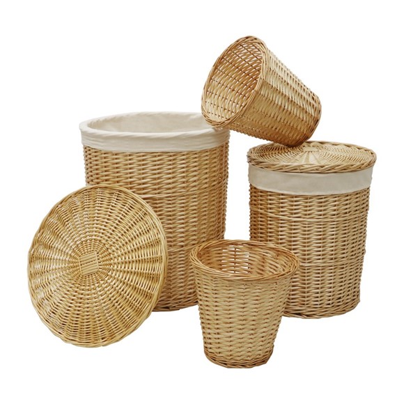 Picture of Acacia Round Willow Laundry Baskets + Bins