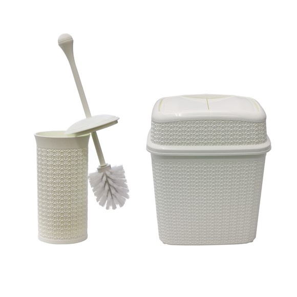Picture of Loop Toilet Brush + Rect Lidded Bin - White