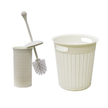 Picture of Loop Toilet Brush + Round Plastic Bin - White