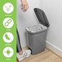 Picture of Slim Plastic Lidded Foot Pedal Waste Bin, 15L, Grey