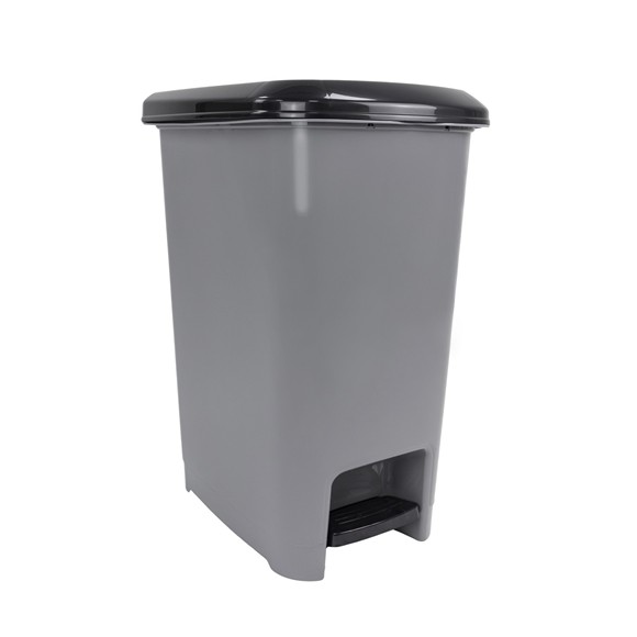 Picture of Slim Plastic Lidded Foot Pedal Waste Bin, 60L, Grey