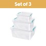 Picture of Plastic Clip Lidded Food Storage Box, Stackable & Nestable, Set of 3, 1.6L, 3L, 5L