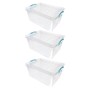 Picture of Plastic Clip Lidded Storage Box, Stackable & Nestable, Clear, Set of 3, 25L