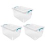 Picture of Plastic Clip Lidded Storage Box, Stackable & Nestable, Clear, Set of 3, 30L