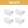 Picture of Plastic Clip Lidded Underbed Storage Box with Wheels, Stackable & Nestable, Clear, Set of 4, 30L