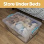 Picture of Plastic Clip Lidded Underbed Storage Box with Wheels, Stackable & Nestable, Clear, Set of 4, 30L