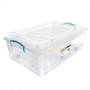 Picture of Plastic Clip Lidded Underbed Storage Box with Wheels, Stackable & Nestable, Clear, Set of 4, 30L