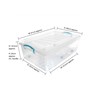 Picture of Plastic Clip Lidded Underbed Storage Box with Wheels, Stackable & Nestable, Clear, Set of 4, 30L