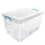 Picture of Plastic Clip Lidded Storage Box with Wheels, Stackable and Nestable, Clear, Set of 4, 50L