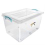 Picture of Plastic Clip Lidded Storage Box with Wheels, Stackable and Nestable, Clear, Set of 4, 50L