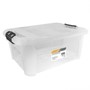 Picture of Plastic Secure Clip Lidded Storage Box, Stackable & Nestable, Clear, Set of 3, 25L