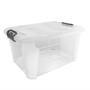 Picture of Plastic Secure Clip Lidded Storage Box, Stackable & Nestable, Clear, Set of 3, 30L