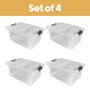 Picture of Plastic Secure Clip Lidded Storage Box, Stackable & Nestable, Clear, Set of 4, 40L