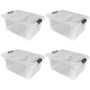Picture of Plastic Secure Clip Lidded Storage Box, Stackable & Nestable, Clear, Set of 4, 40L