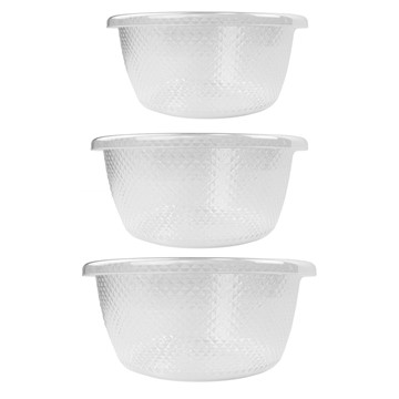 Picture of Plastic Sapphire Round Salad Serving Mixing Bowls, Set of 3, 3L, 6L, 9.5L