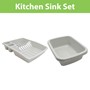 Picture of Plastic Dish Drainer and Rectangular Washing Up Bowl Kitchen Set, Grey