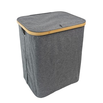 Picture of Bambanio Foldable Bamboo Laundry Storage Hamper, 66L - Grey