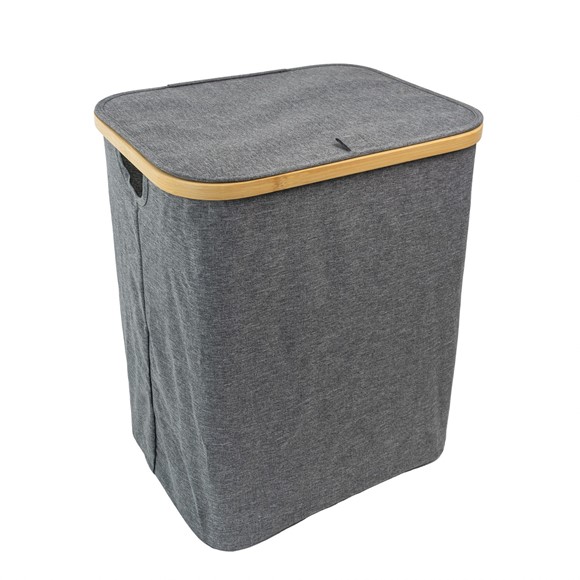 Picture of Bambanio Foldable Bamboo Laundry Storage Hamper, 66L - Grey