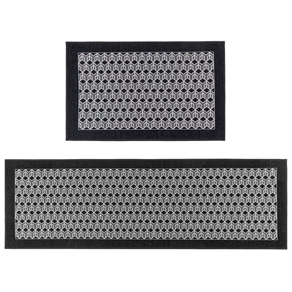 Picture of Allure Machine Washable Doormat and Runner Set - Black