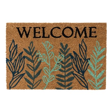 Picture of Eco-Friendly Latex Backed Coir Doormat, 40x60cm - Welcome Leaves