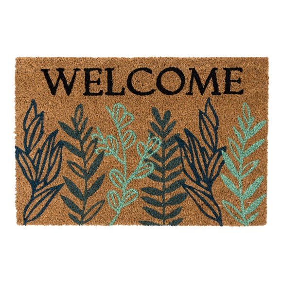 Picture of Eco-Friendly Latex Backed Coir Doormat, 40x60cm - Welcome Leaves