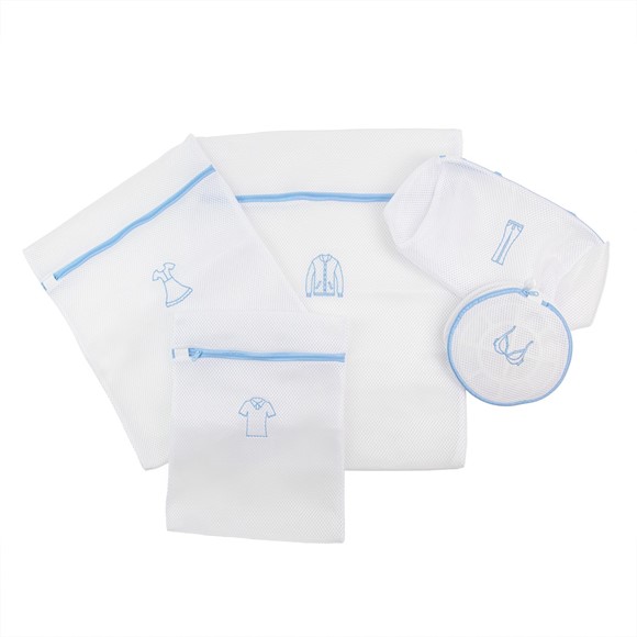 Picture of Luxury Embroidered Mesh Laundry Bags - Set of 5 - White