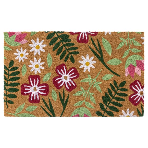 Picture of Eco-Friendly Latex Backed Coir Entrance Doormat, 45x75cm - Flowers