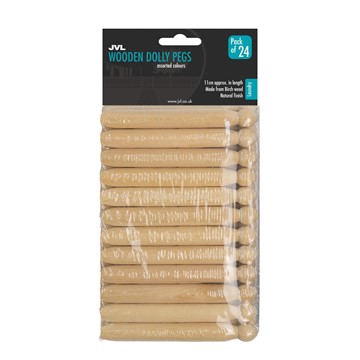 Picture of Traditional Wooden Dolly Pegs, Ideal for Laundry and Craft, Pack of 24, Brown