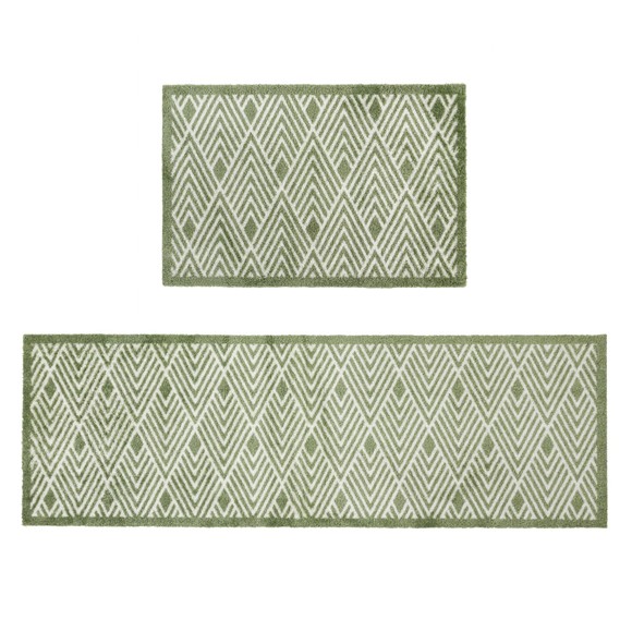 Picture of Mega Mat Machine Washable Entrance Runner and Doormat Set, Green Geo