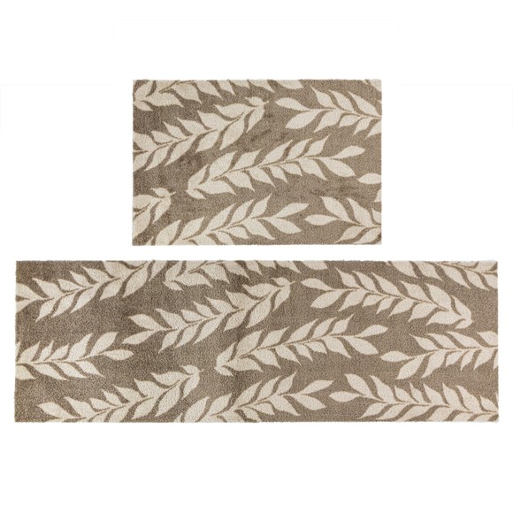 Picture of Mega Mat Machine Washable Entrance Runner and Doormat Set, Brown Leaves