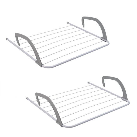 Picture of Over Door Radiator Clothes Drying Airer-6M, White, Pack of 2