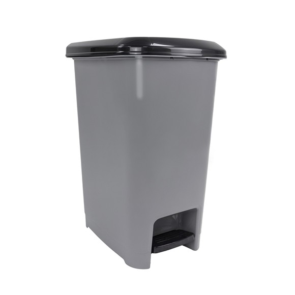 Picture of Slim Plastic Lidded Foot Pedal Waste Bin, 10L, Grey