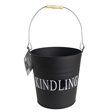Picture of Lavenby Kindling Steel Bucket with Wooden Handle, Black
