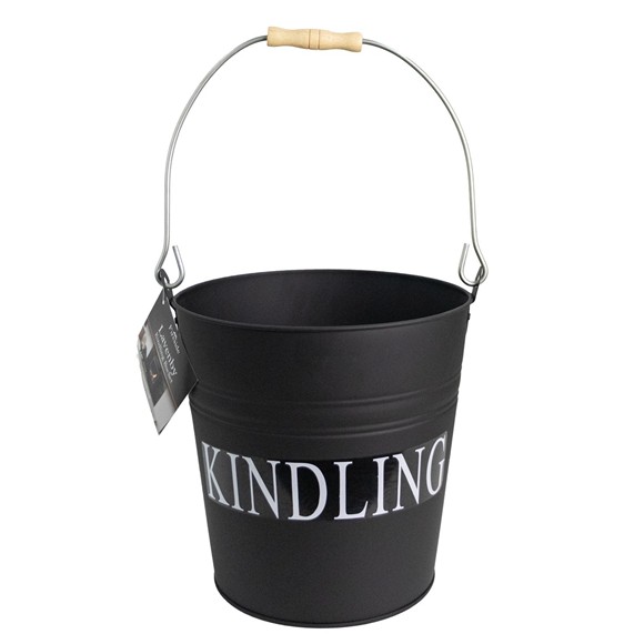 Picture of Lavenby Kindling Steel Bucket with Wooden Handle, Black