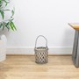Picture of Natural Willow Wood Lantern With Braided Rope Handle - Grey Wash