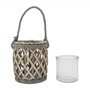 Picture of Set of 2 Natural Willow Wood Lantern With Braided Rope Handle - Grey Wash