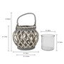 Picture of Natural Round Willow Wood Lantern With Braided Rope Handle - Grey Wash