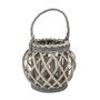 Picture of Set of 2 Natural Round Willow Wood Lantern With Braided Rope Handle - Grey Wash