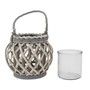 Picture of Set of 2 Natural Round Willow Wood Lantern With Braided Rope Handle - Grey Wash