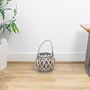 Picture of Set of 2 Natural Round Willow Wood Lantern With Braided Rope Handle - Grey Wash
