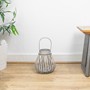 Picture of Natural Bulb Shaped Willow Wood Lantern With Wooden Handle - Grey Wash