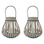 Picture of Set of 2 Natural Bulb Shaped Willow Wood Lantern With Wooden Handle - Grey Wash