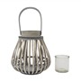Picture of Set of 2 Natural Bulb Shaped Willow Wood Lantern With Wooden Handle - Grey Wash