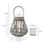 Picture of Set of 2 Natural Bulb Shaped Willow Wood Lantern With Wooden Handle - Grey Wash