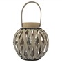 Picture of Natural Round Wood Lantern With Handle - Antique Wash