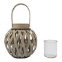 Picture of Set of 2 Natural Round Wood Lantern With Handle - Antique Wash