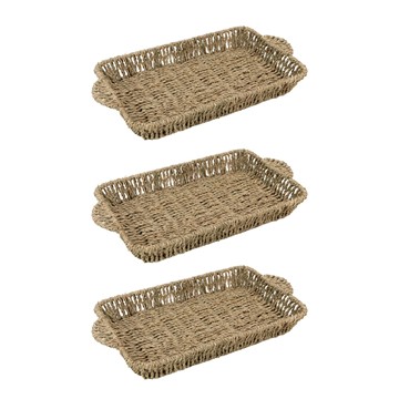 Picture of Set of 3 Rectangular Seagrass Storage Tray with Handles